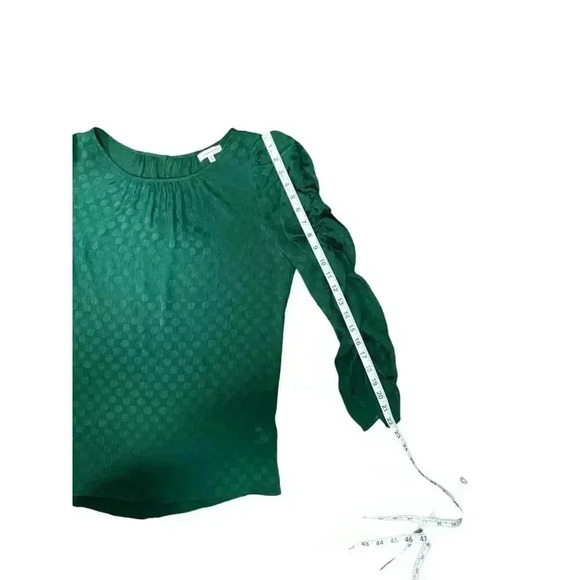 Max Studio Jacquard Shine Polka Dot Puff Sleeve Blouse NWOT Hunter Green Sz M - Picture 7 of 7